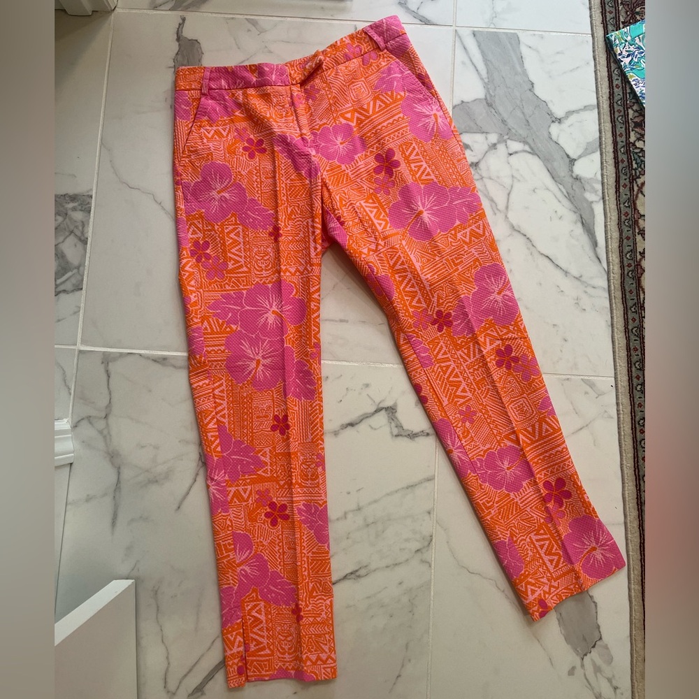 LILLY PULITZER orange pink SNEAKY TIKI Pants Size 10 Excellent condition
